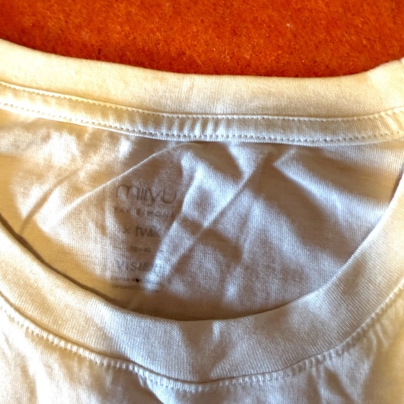 Off white and blue organic cotton winter pattern plaid pocket tee NWT - Picture 5 of 8